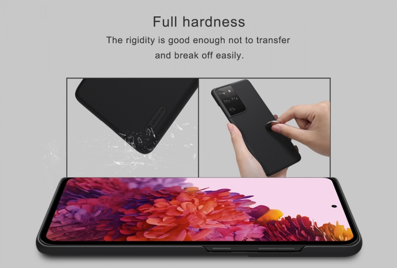 Ốp Lưng Samsung Galaxy S21 Ultra Hiệu Nillkin Dạng Sần có bề mặt được sử dụng vật liệu PC không ảnh hưởng môi trường, có tính năng chống mài mòn, chống trượt, chống bụi, chống vân tay và dễ dàng vệ sinh